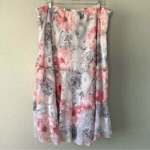 Vintage Y2K Floral Feminine Romantic Ruffle Boho Cottagecore Tier Midi Skirt XL